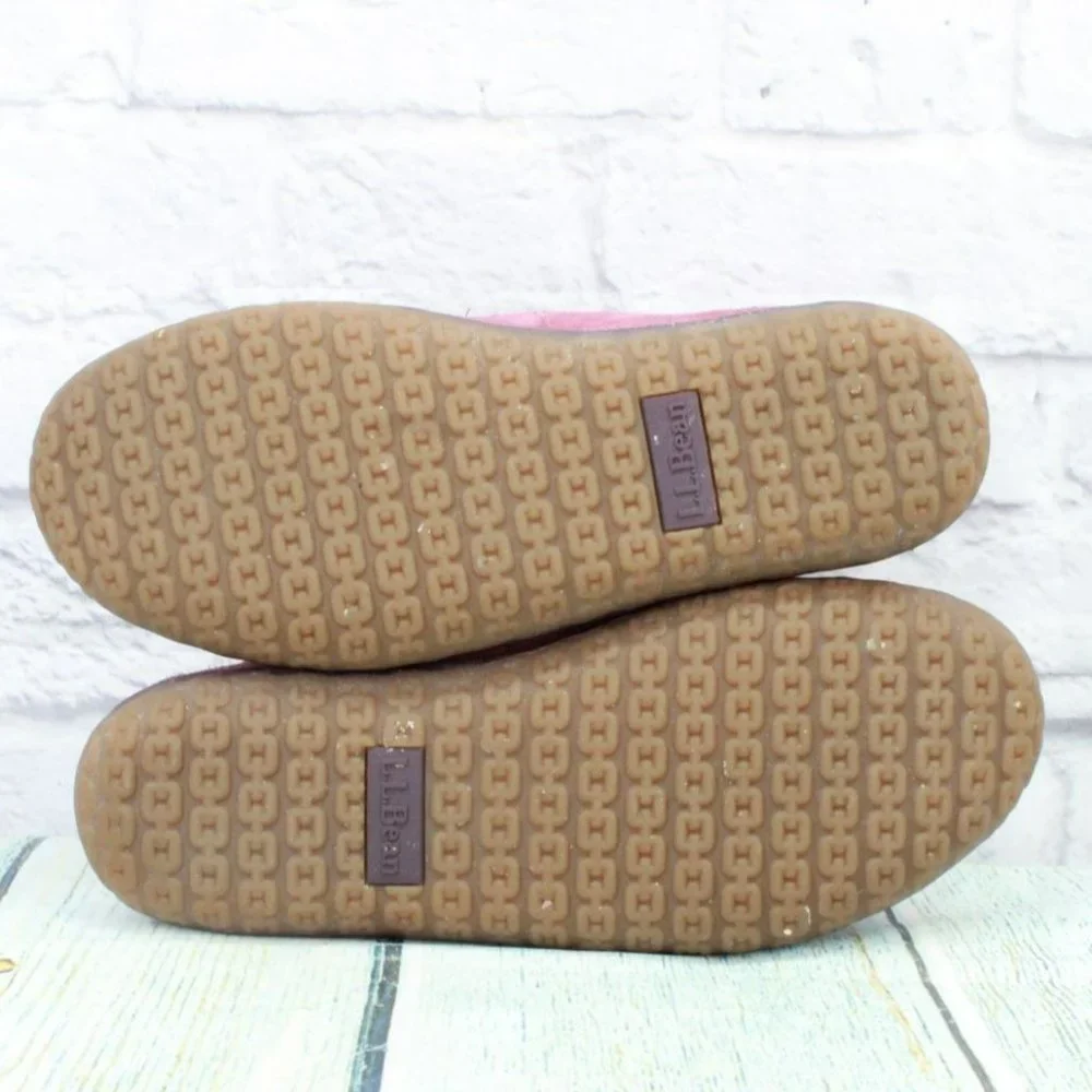 LL Bean Pink Suede Shearling Lined Mountain Moccasin Slippers Size 11 M - Picture 9 of 9